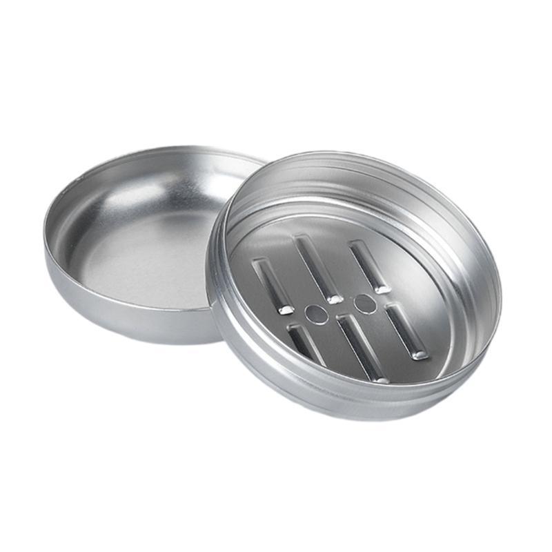 C9GC Set Of 2 Aluminium Metal Soap Box Waterproof Soap Dishes with Drips Rack for Travel and Camping