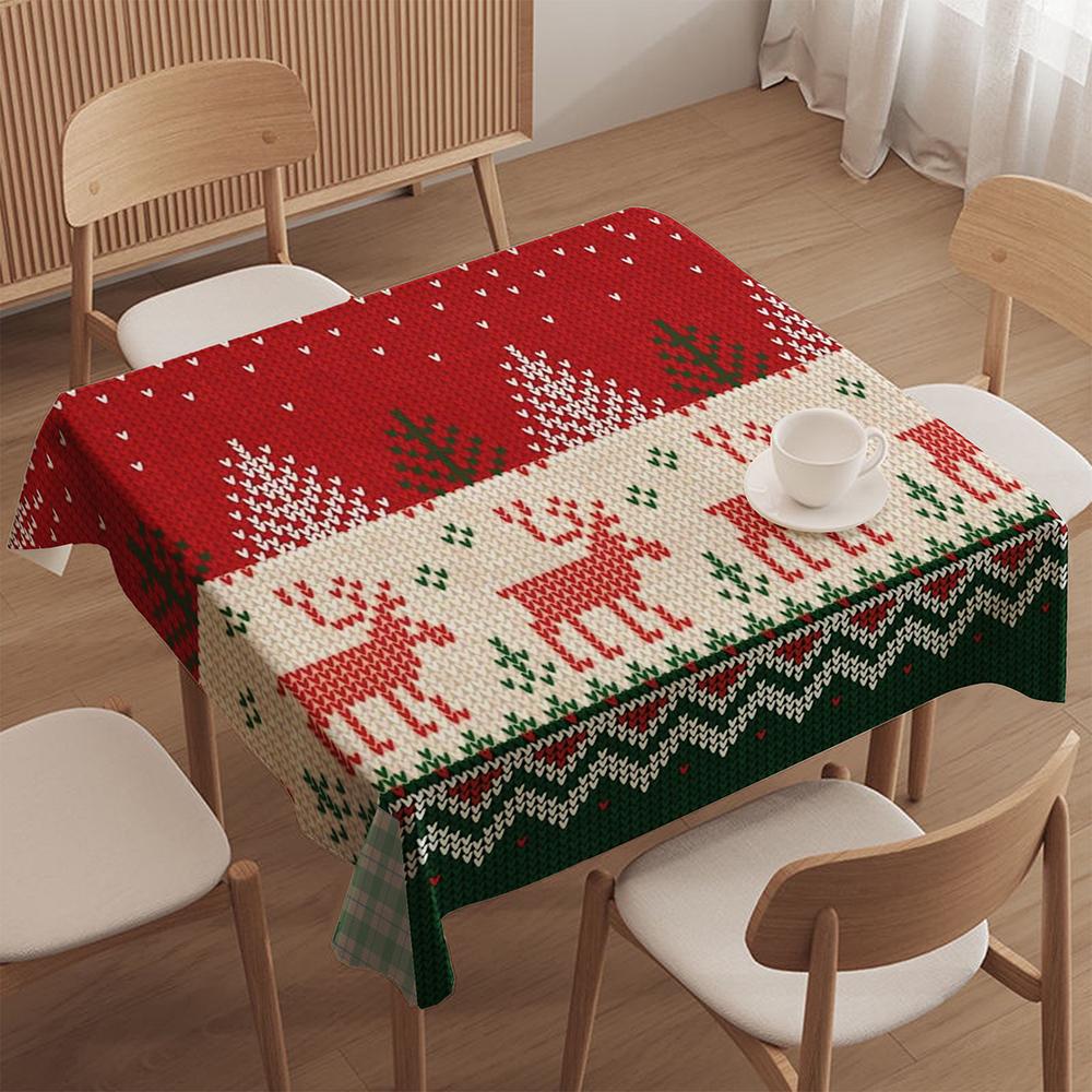 Festive Red Christmas Tableclothkitchen Restaurant Tablecloth Outdoor Picnic Tablecloth Holiday Party Decoration