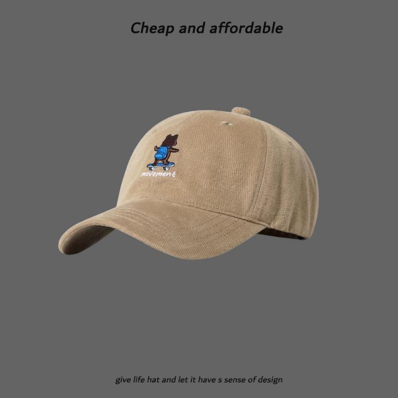 Bear Skateboard Personality Embroidery Cap Women's Versatile Face Small Soft Top Fashion Couple Shade Men's Baseball Cap