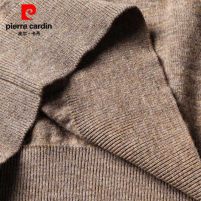 Pierre Cardin Men's 100% Pure Wool 3/4 Sleeve Semi-High Collar Sweater