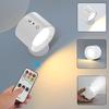Lámpara de Pared LED de Doble Cabezal Control Táctil Mando a Distancia Rotación 360° Recargable por USB Portátil Inalámbrico Luz de Noche para Dormitorio Lámpara de Lectura