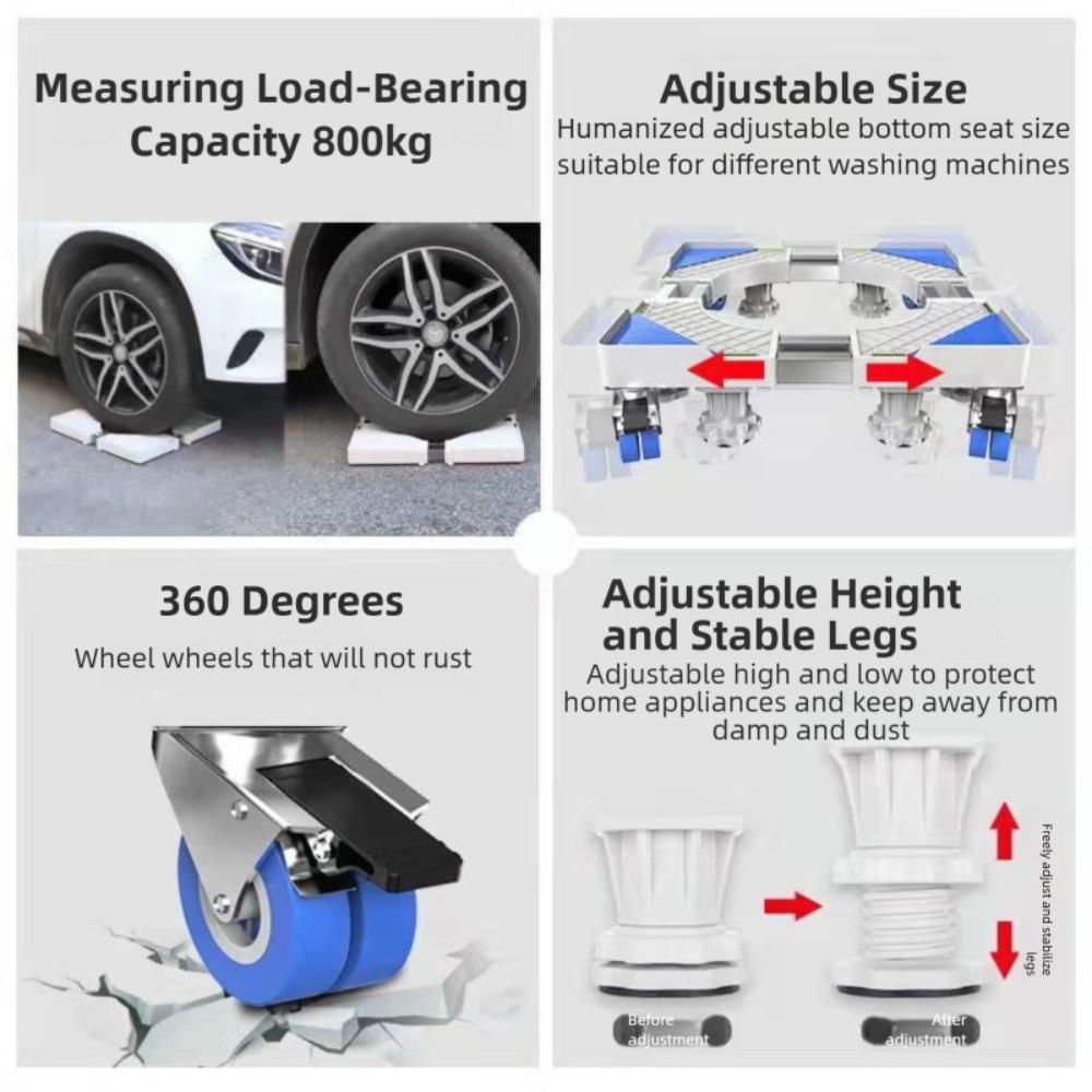 Multi-Functional Washing Machine Base Adjustable Load-Bearing Reinforcement Dryer Stand Refrigerator Lifting Base