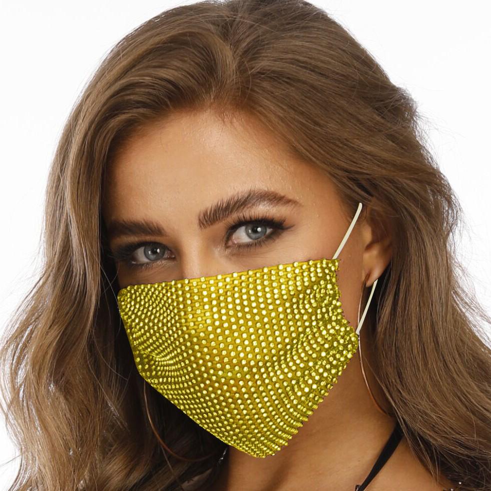 Women's Rhinestone Face Mask - European & American Style, Breathable Fashion Accessory with Diamonds