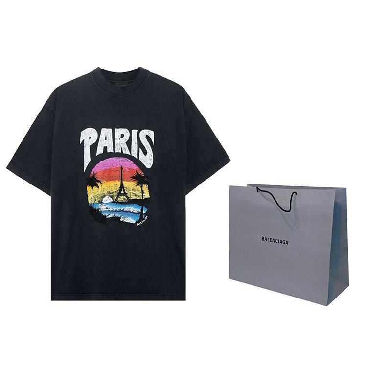 Balenciaga Paris Tropical T-shirt Medium Fit 'Black' Men's 764235TPVL91569