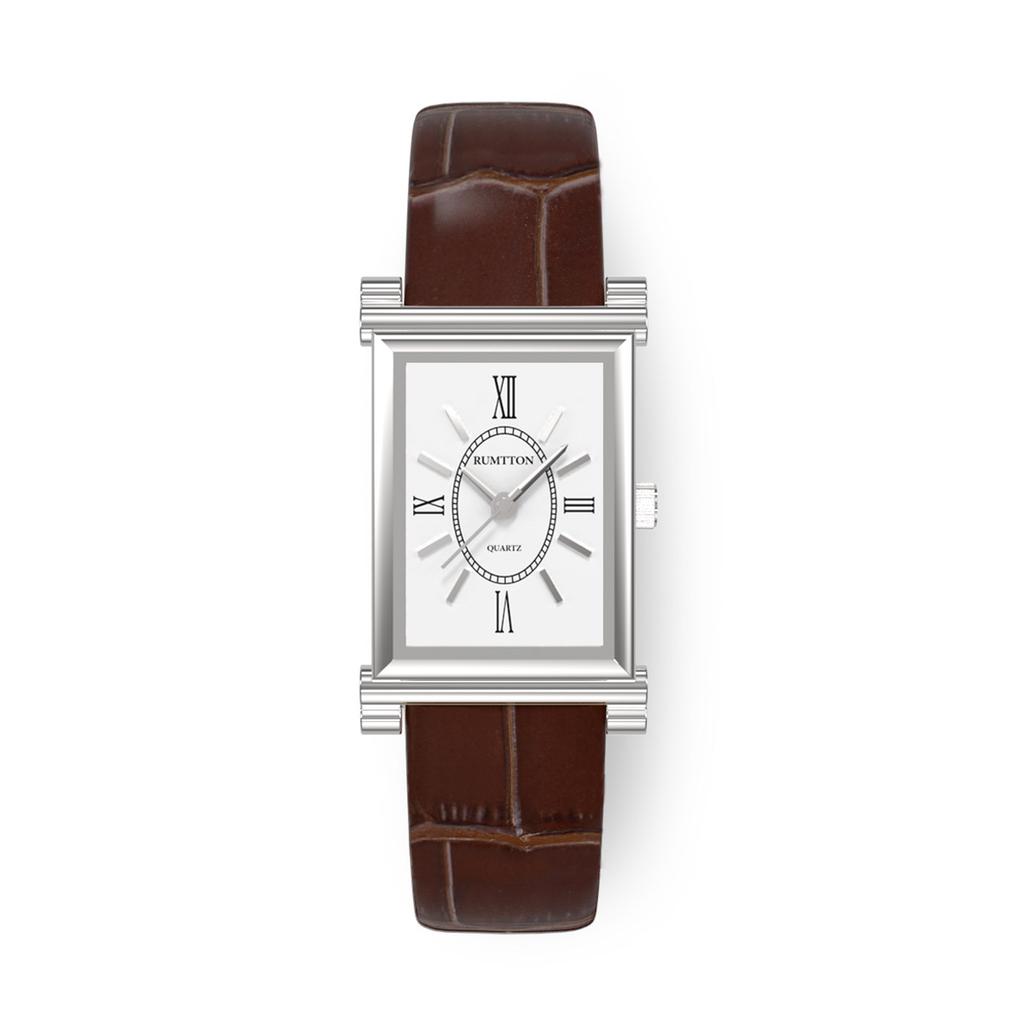 Leomteun Women'S Classic Leather Band Watch Heron Silver Brown