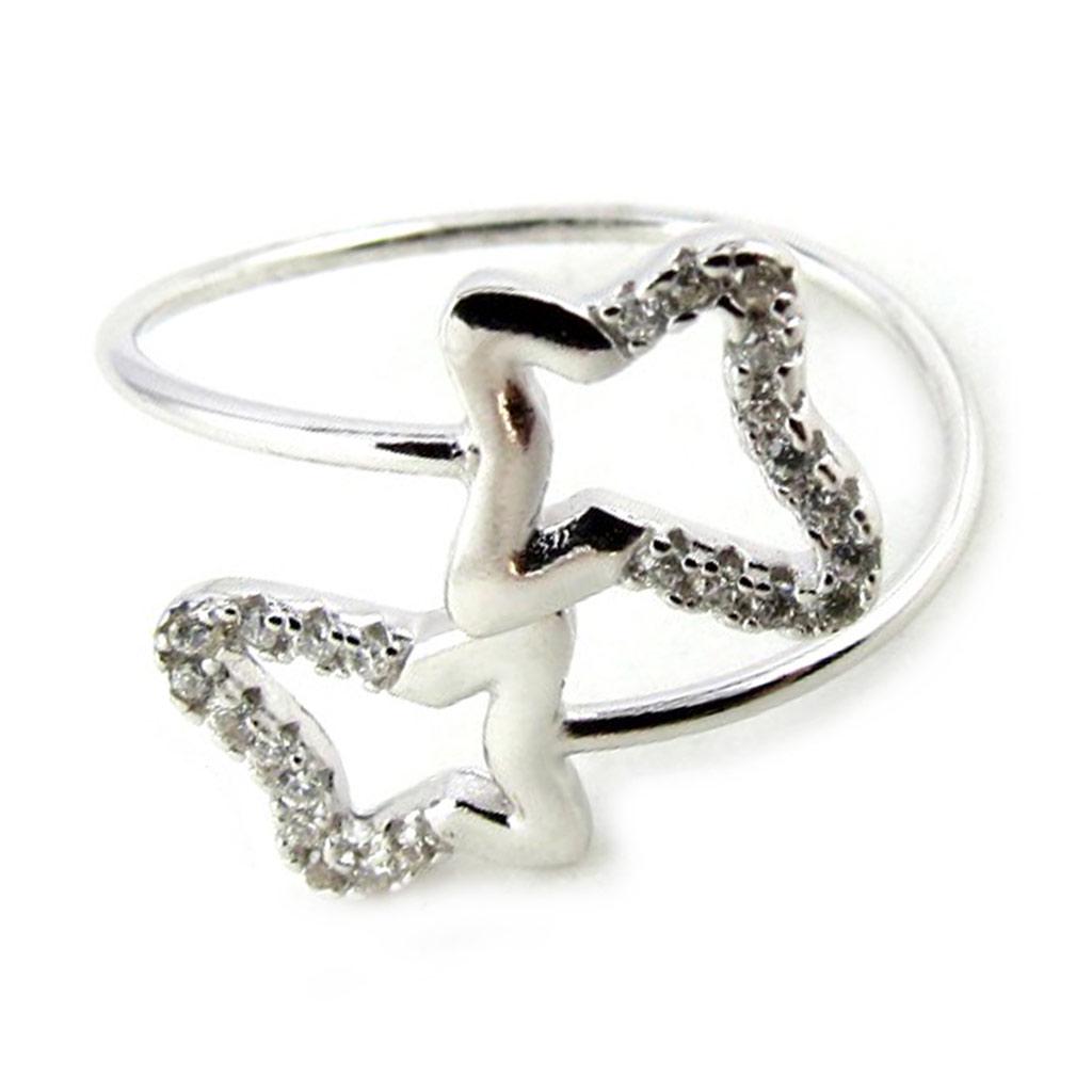 White 'Butterflies' Silver Ring