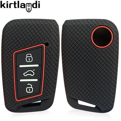 For VW Taos 2022 Tiguan Atheon Rline Polo Passat B8 for Skoda Kodiaq Octavia Fabia Karoq Seat Ateca Silicone Car Key Cover Case