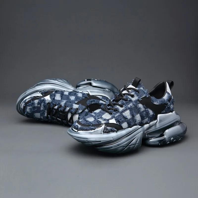 fashion Fashion Platform Sneakers Men Casual Shoes Breathable Male Footwear Lace Up Walking Shoe Sport Running Sneaker Thick Soled Shoes