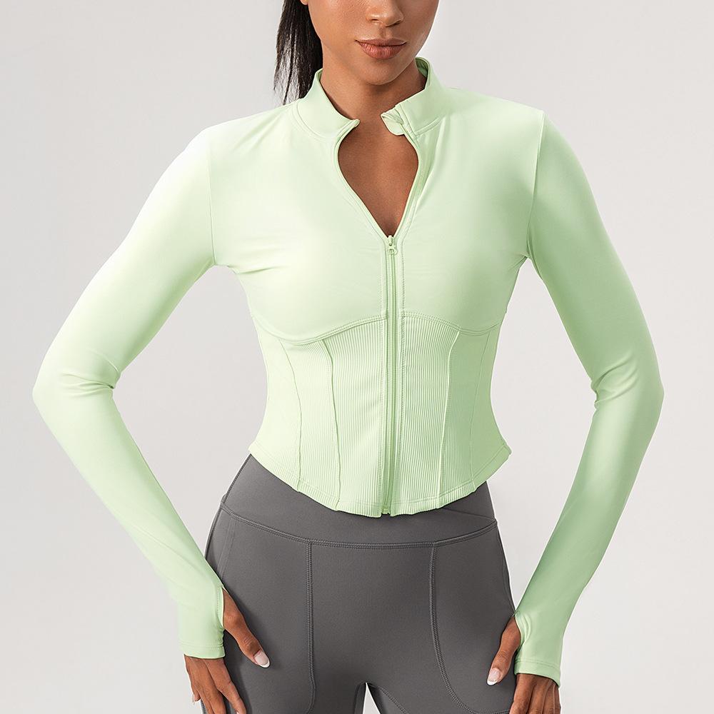 New Women'S T-Shirt Quick Drying Jacket Long Sleeved Yoga Sportswear Fitness Running Slim Fit Top Half Zip Hoodie