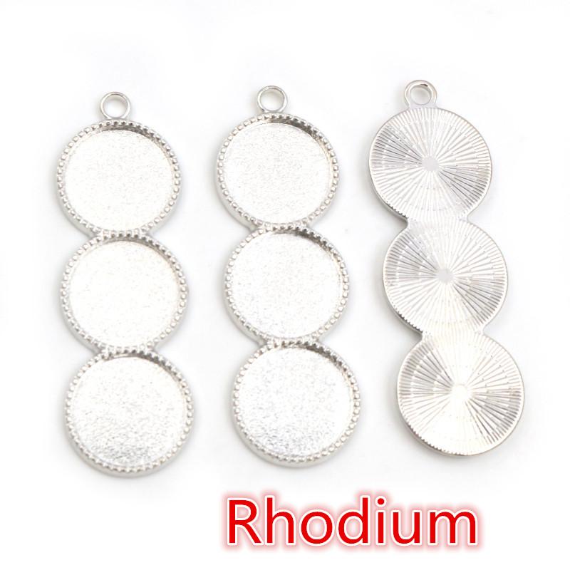 10pcs 12mm Inner Size Three Cameo Cabochon Blank Base Setting Pendant Bezel Trays DIY Necklace Pendant Jewelry Findings