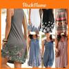Stilvolles Damen Boho Sommer Strand Midi Kleid Mit Wunderschönem Blumendruck Und Lockerer Passform