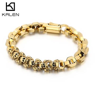 Trendiger Schmuck, Kreatives Spleißen Schädel Polygon Galvanisierter Titanstahl Herrenarmband