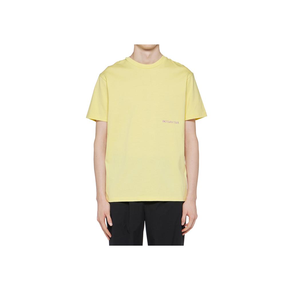 Onitsuka Tiger Letter Print Round Neck Short Sleeve Drop Shoulder T-Shirt Unisex T-Shirt Yellow 2183B158-300
