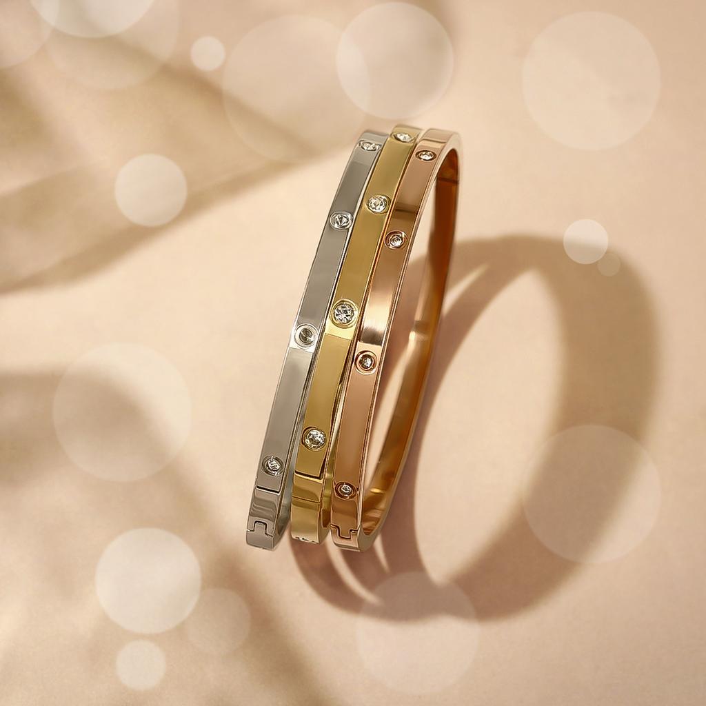The Same Stainless Steel Bracelet Girls Advanced Feeling Gold-Plated Buckle Bracelet Does Not Fade Titanium Steel Jewelry