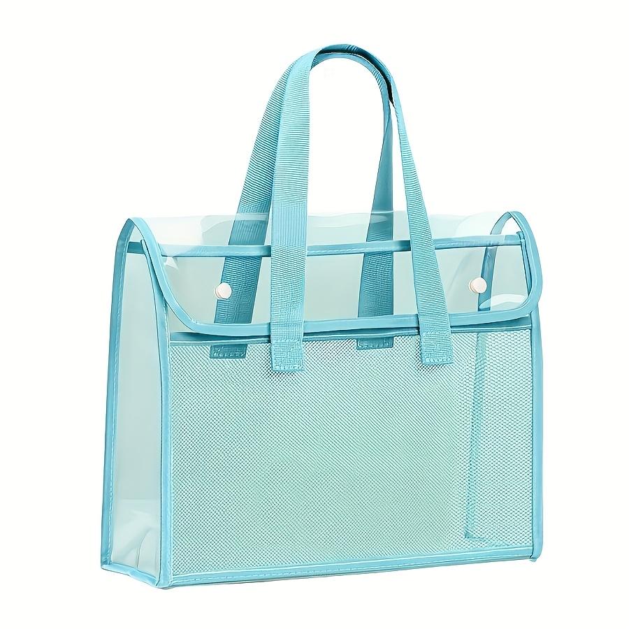1 Large Capacity Portable Transparent Waterproof Hand-Held Folder Self-Adhesive File Pocket Office Supplies Expandable File Bags