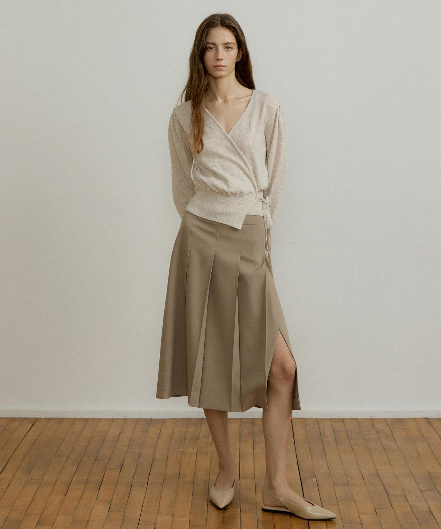 Otte Wrap Sleeve Knit_2Color Gray/Free
