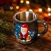 Christmas Mug Decorations Theme with Stainless Steel Liner, 3D Relief Hand Creative Holiday Gifts Painted Resin Coffee Cup, Decorative Drinkware