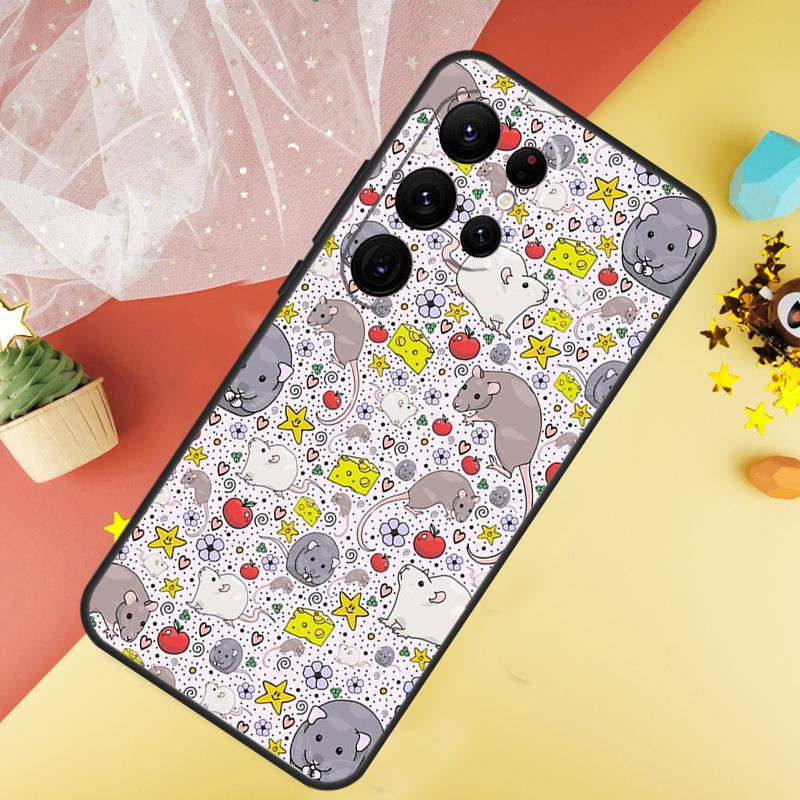 Cute Cartoon Animal Rat Phone Case For Samsung Galaxy S25 S24 S21 S20 S22 S23 Ultra S9 S10 Plus S25 FE Cover Coque
