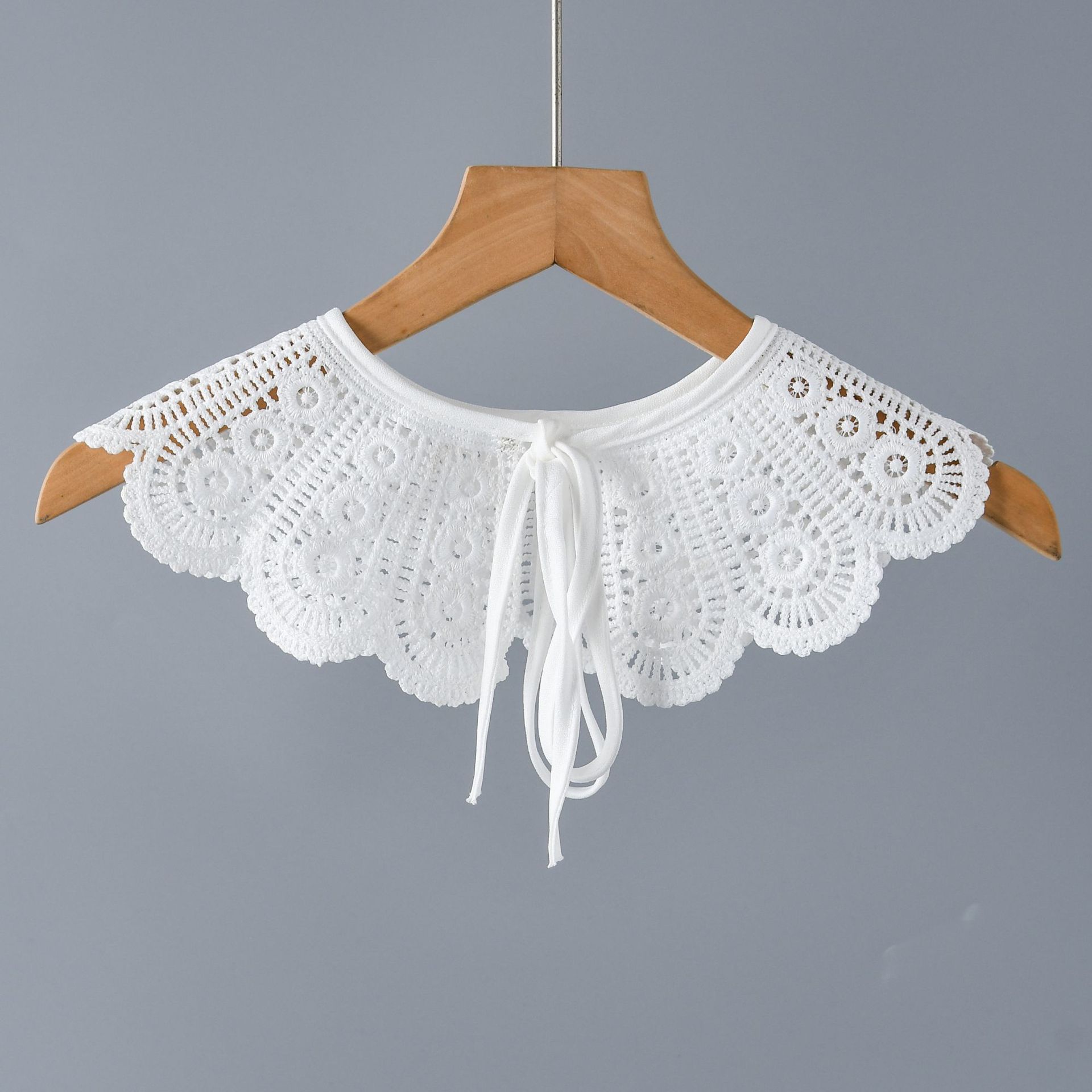 

Сладкая рубашка с ложным воротником-шалью на завязках, женская рубашка с ложным воротником, шаль-накидка, ажурная вышивка, винтажный короткий кейплет