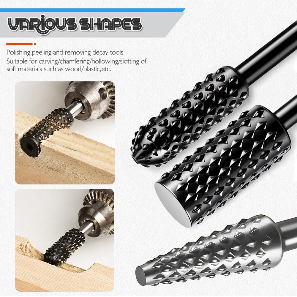 6-Piece Woodworking Rotating Irregular-Shaped File Set Steel Files with Round Handles Grinding and Polishing Tools Deburring
