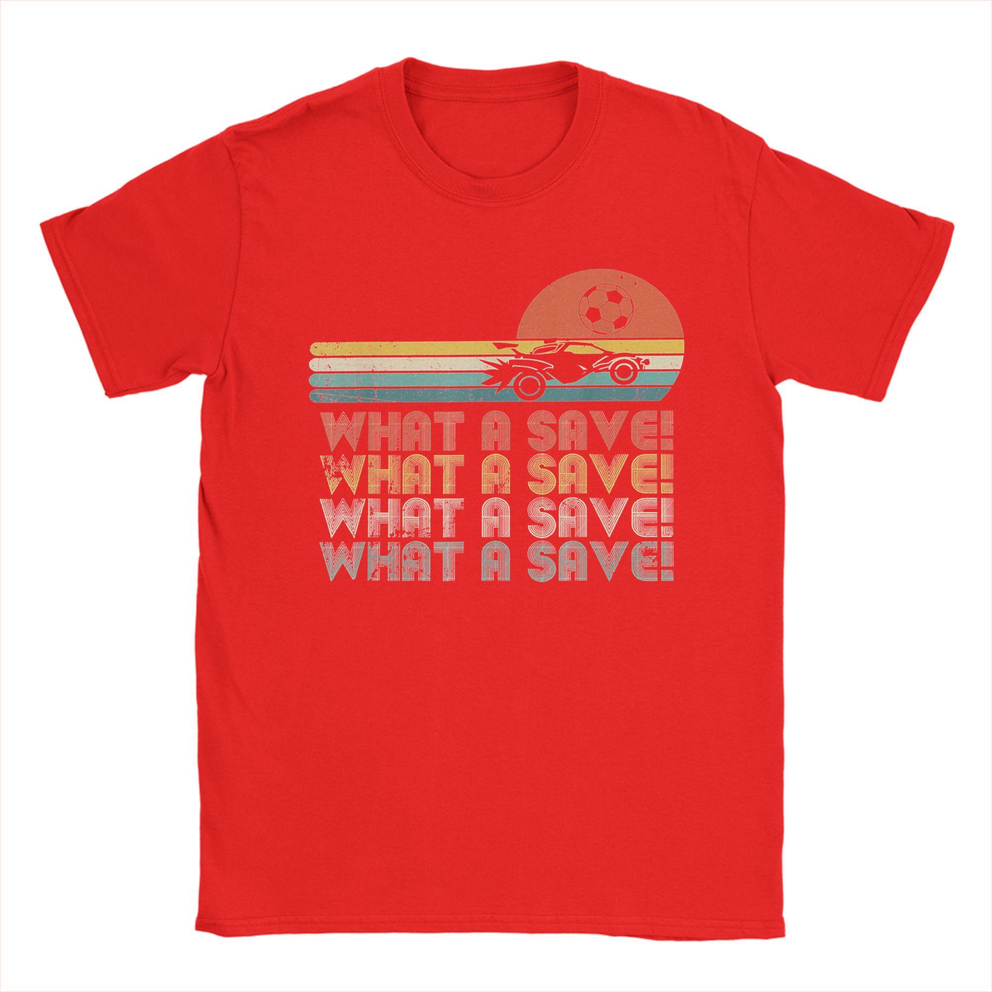 

What a save Vintage Retro Rocket Soccer Car Mens T Shirt Leisure Shirt Short Sleeve Round Neck TShirt Cotton Summer Clothing S