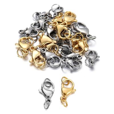 30 Stück goldene Karabinerhaken aus Edelstahl, Biegeringe für Armbänder, Halsketten, Ketten, Verbinder, DIY-Schmuckherstellung, Zubehör