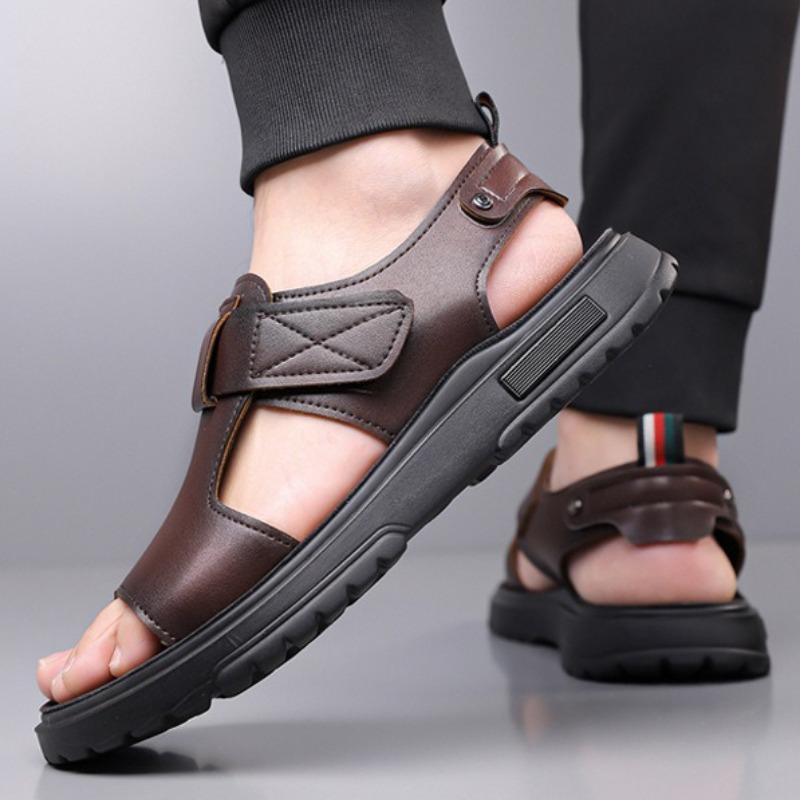 Men's Sandals Fashion Business Leather Sandals Non Slip Platform Sandals for Men 2025Summer Casual Beach Shoes Sandalias Hombre