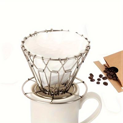 1 Coffee Drip Stand, Stainless Steel, Foldable, Portable Filter Holder, Outdoor Camping, Hand Brewed Coffee Funnel, Reusable