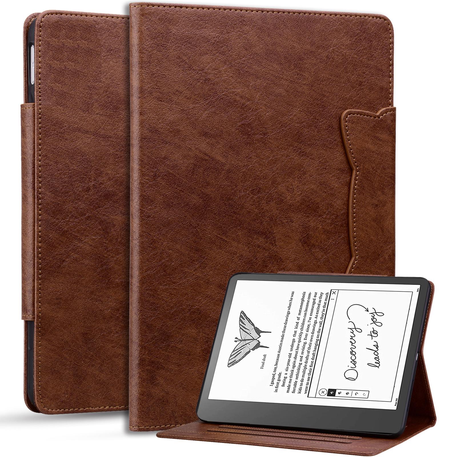 

For Amazon Kindle Scribe Stand Case Card Slot PU Leather Tablet Cover Brown