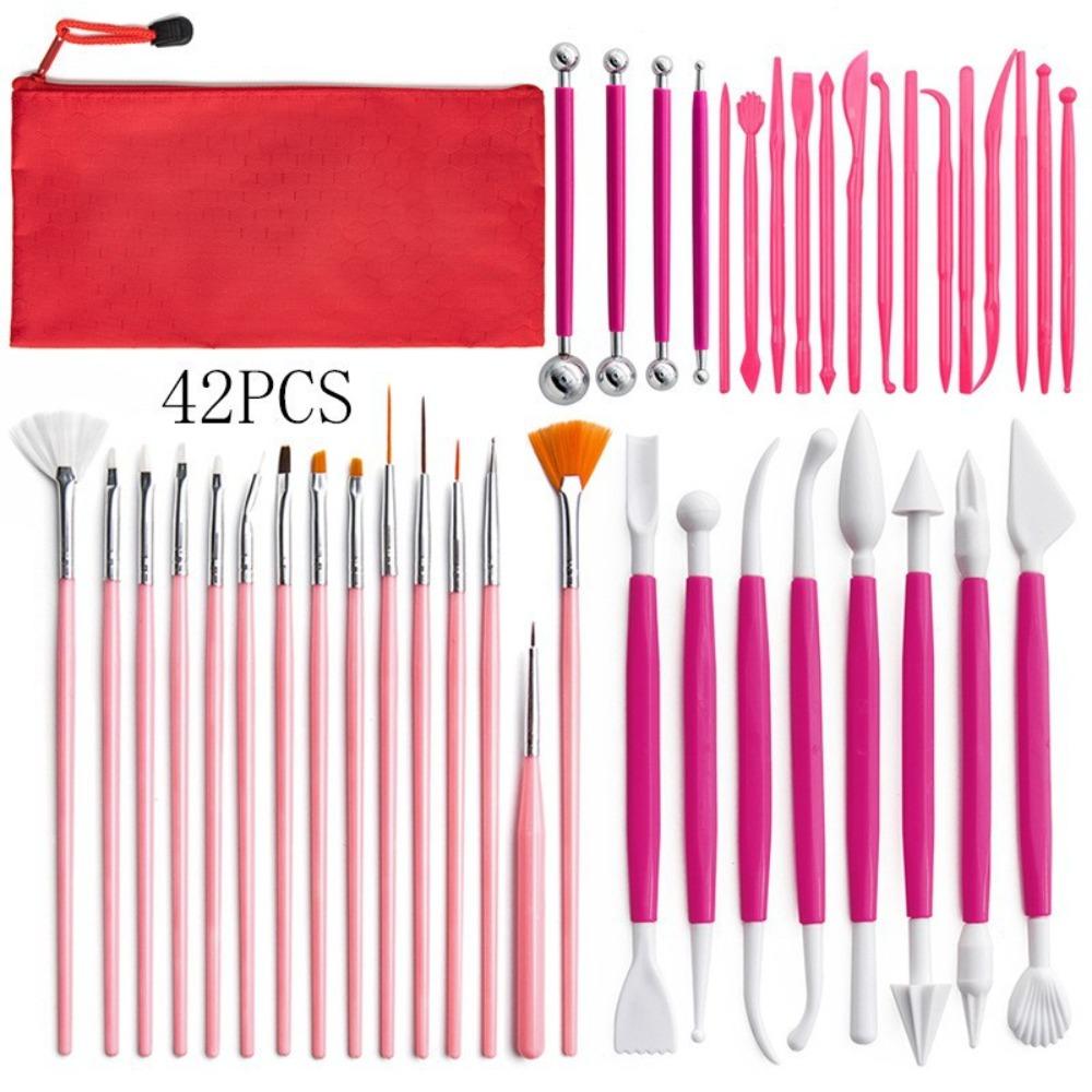 

42Pcs Set Fondant Coloring Brushes Baking Tools Set Carving Tools Decorating Brushes DIY Craft Tools Multi-Purpose