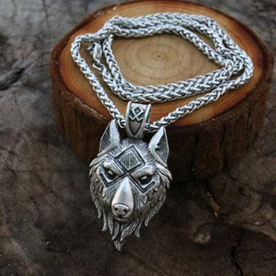 Vintage Wikinger Herren 316L Edelstahl Wolfskopf Anhänger Punk Herren Tier Amulett Halskette Pirat Schmuck Geschenk