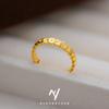 Sand Gold Crushed Ice Money Duoduo Copper Coin Ring, Light Luxury Hollow Coin Closed Ring Plain Ring