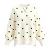 Damen Freizeit Pullover mit langen Ärmeln und Polka-Dot-Muster, lockere Passform