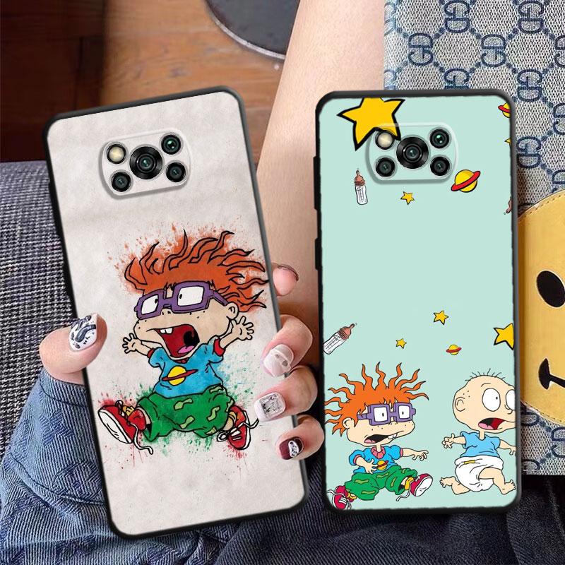 Cartoon-Rugrat Anime Handyhülle für Poco X4 M3 F1 X3 NFC M4 5G F4 C40 X3 Pro F3 GT M3 Pro X3 GT Schwarz Weiche Hülle Luxus Funda