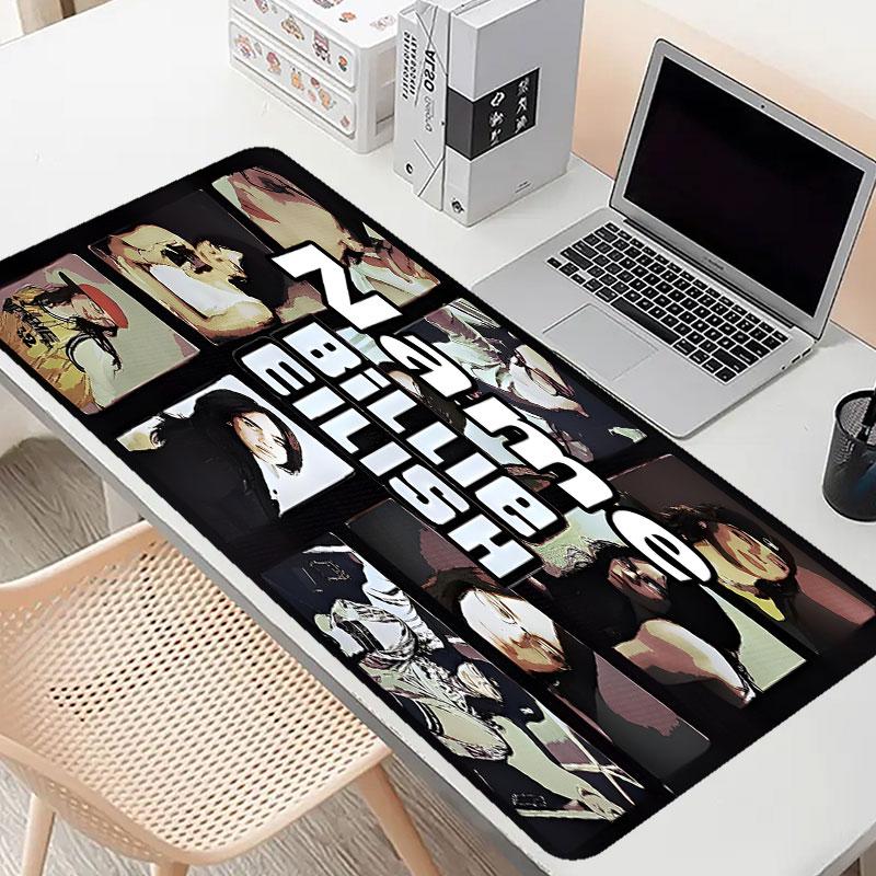 Custom Name Personalized Billie Eilish Pattern Mousepad, Laptop PC Desk Mat, Decorative Desk Mat for Home Keyboard Pad Gift