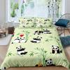 Panda Duvet Cover Set Cherry Blossoms Cute Animal Bedding Set Flower Branches Cartoon Double Queen King Polyester Quilt Cover