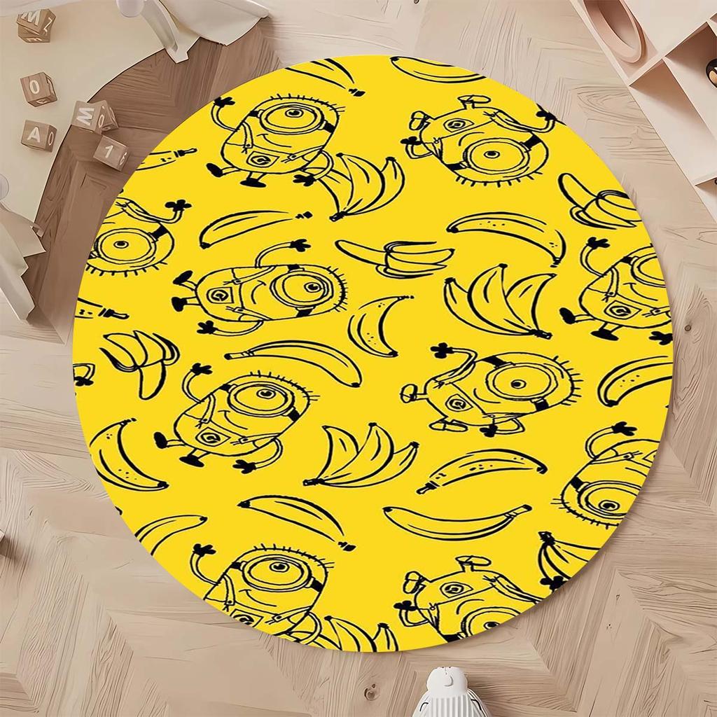 Hot Sale Minions Round Rug Cute Cartoon Theme Circular Floor Mat For Kids Boys Bedroom Dorm Playroom Home Decoration