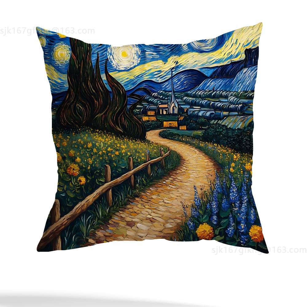 Van Gogh Pillow Case Sofa Living Room Bedroom Headboard Backrest Cushion Square Cushion Nap Time