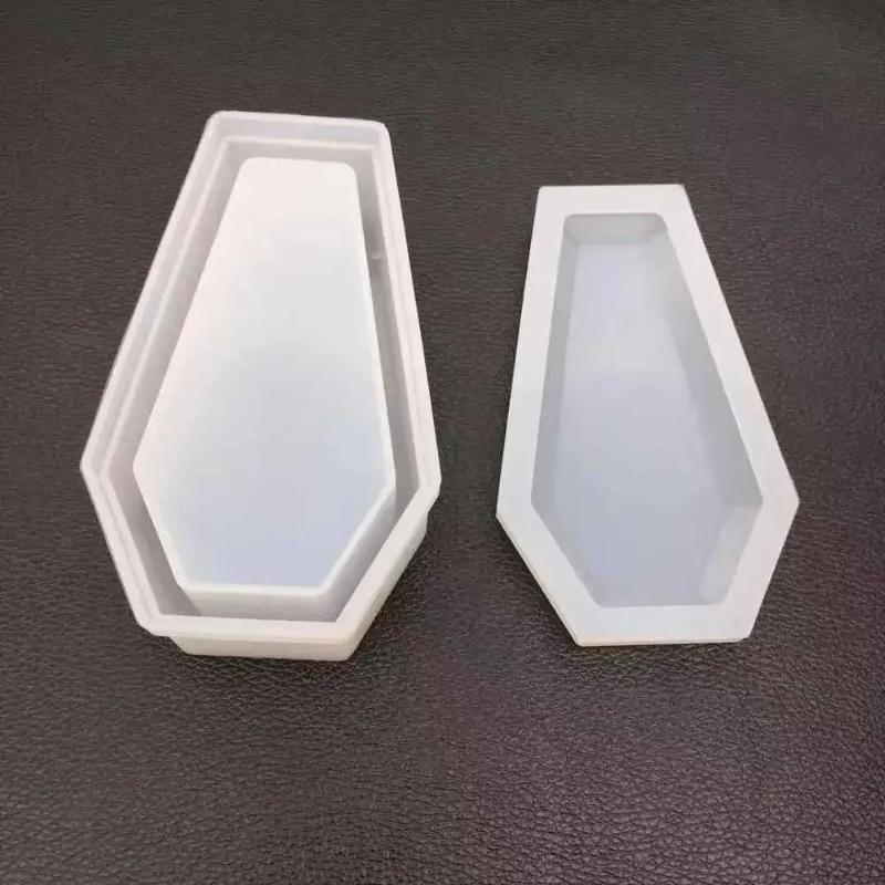 

1pc DIY Crystal Drop Glue Coffin Storage Box Mold with Lid Halloween Decoration Silicone Mold белый