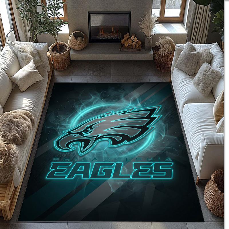 Philadelphia Eagles Kristall Samt Teppich Weich Anti?Rutschfeste Fußmatte Bequemer Wohnzimmer Schlafzimmer Dekor Teppich