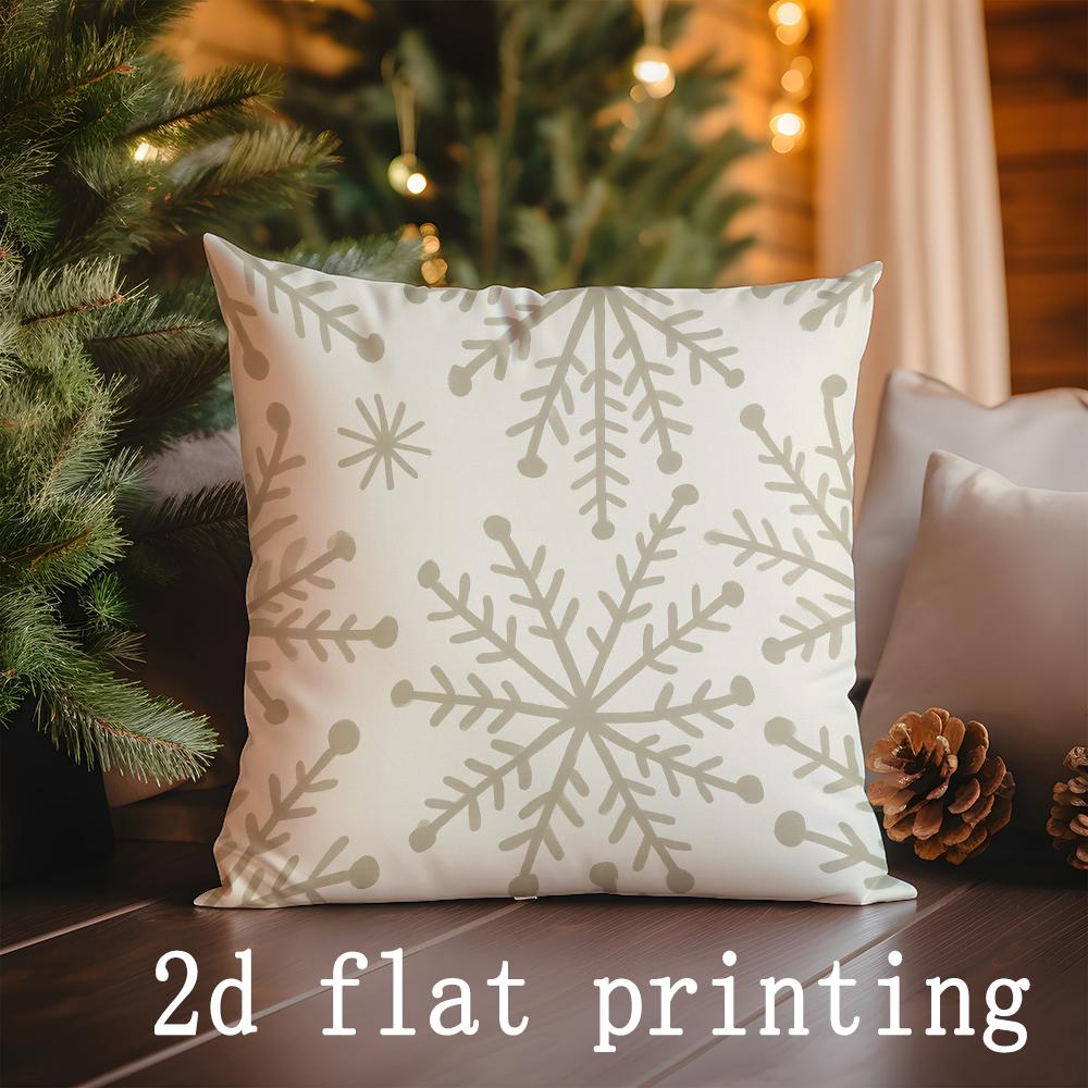 Home Decor Christmas-themed Snowflake & Holiday Pillows Pattern Cushion Cover Suitable for Sofa Bedroom Car Pillow Cover