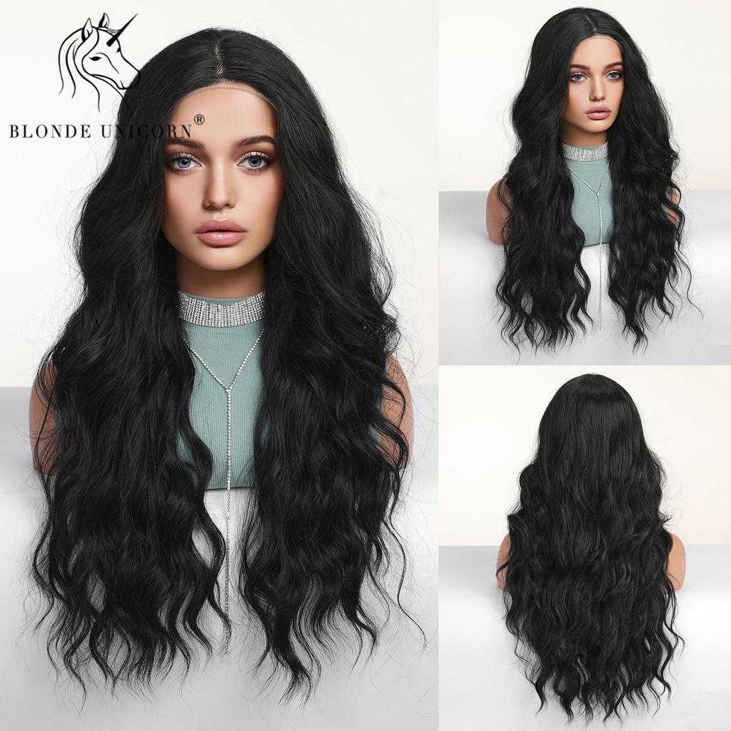 BLONDE UNICORN Small Lace Synthetic Wig Wavy Cosplay Wigs for Women Daily Use Long Blonde Wigs Heat Resistant Fiber Hair