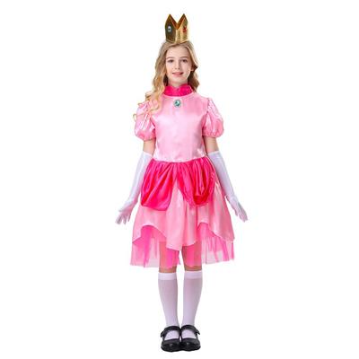 Neues Kinder-Mädchen Halloween Prinzessin Peach Kostüm Party Bühnenauftritt Kostüm Kleid Set