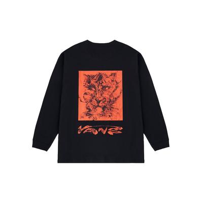 Vans X HuaTunan Kollaboration Jahr des Tigers Serie Gedrucktes Sport-Rundhals-Langarm-T-Shirt Unisex Oberteile Schwarz VN0A7YI1BLK