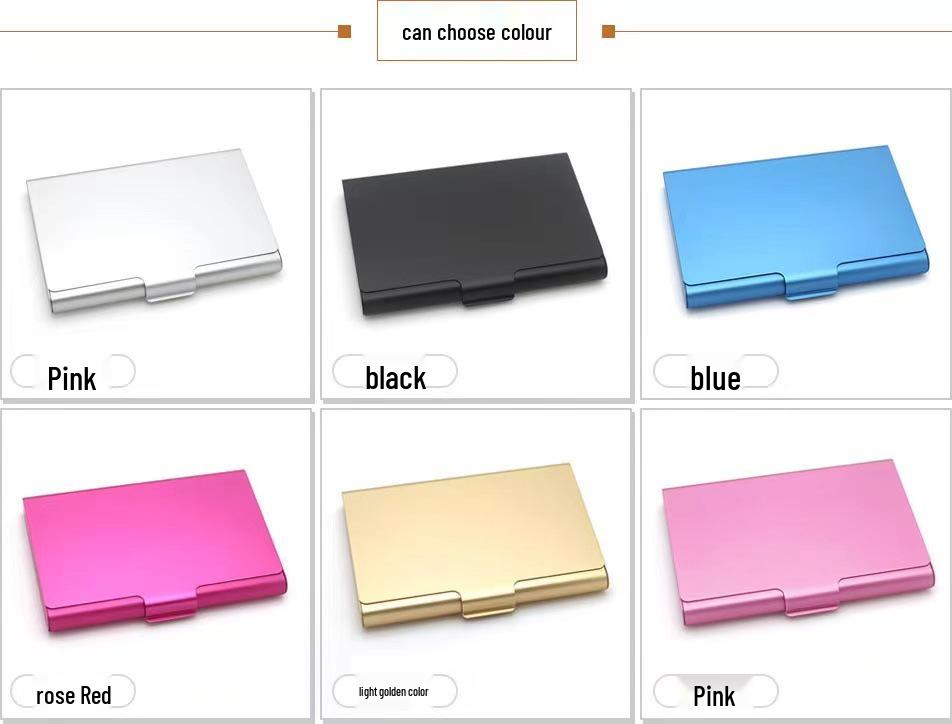 Available Aluminum Business Card Holder, Large Capacity, Portable & Unisex, Ideal for Exhibitions, Gifts, with Customizable Logo Options.
