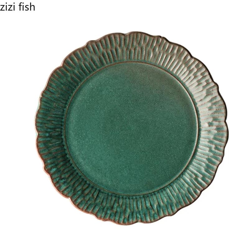 Retro Relief Ceramic Dinner Plate Restaurant Steak Plate Dessert Pasta Plates Fish Plate Molecular Cuisine Specialty Tableware