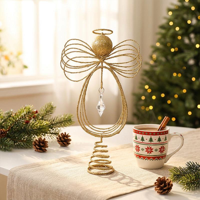 Angel Christmas Tree Top Star Ornament, Christmas Scene Arrangement Christmas Tree Decoration Tree Top Star