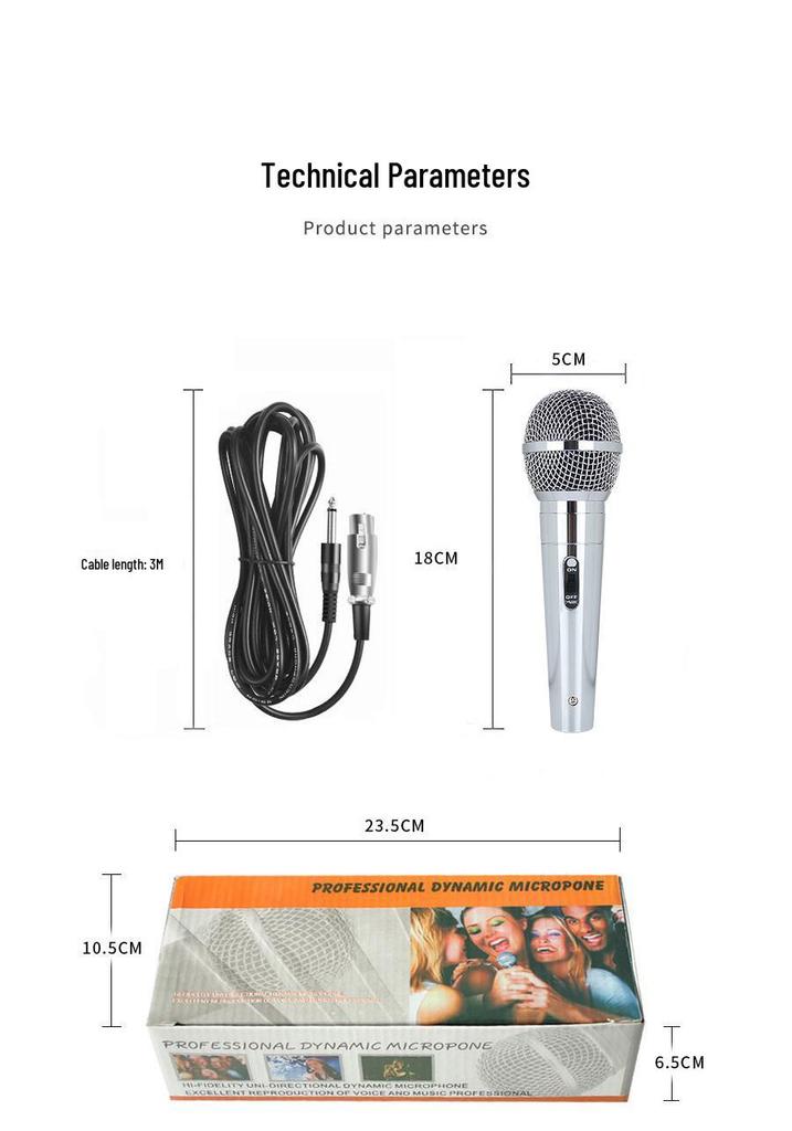 Full Metal Dynamic Wired Microphone for KTV, Live Streaming, and Audio Amplification