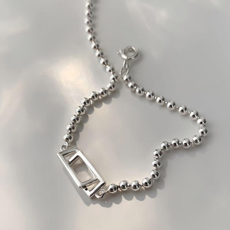ANENJERY Geometric Rectangle Beads Chain Bracelet For Women Simple Niche Design Jewelry Friend Gift