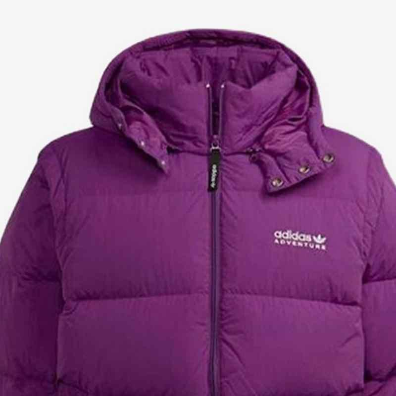 Adidas Originals Embroidered Logo Hooded Down Jacket With Zip Men Outerwear Purple H13575